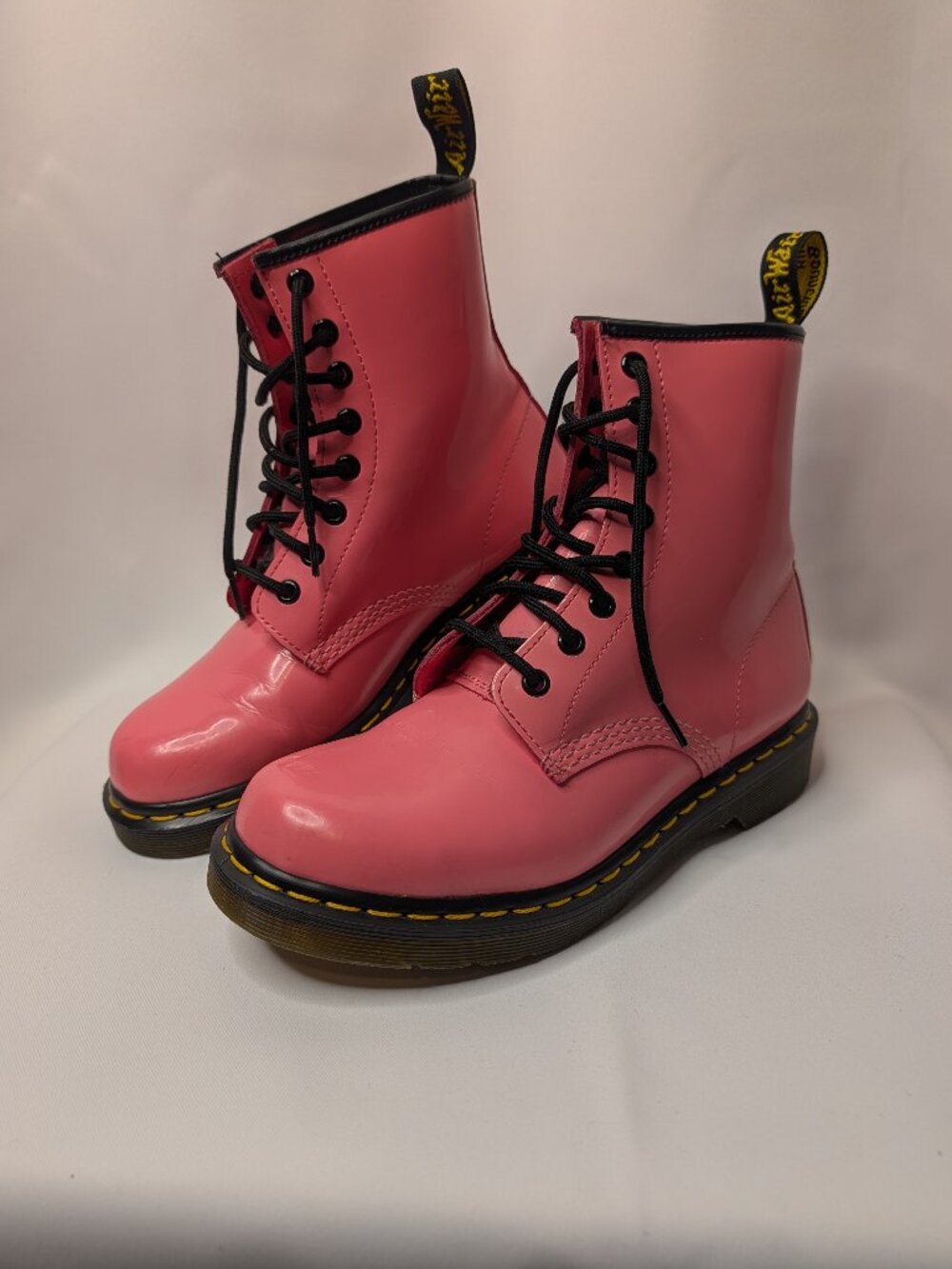 Dr. Martens 1460 Patent Leather Boots Pink Coral Size 7